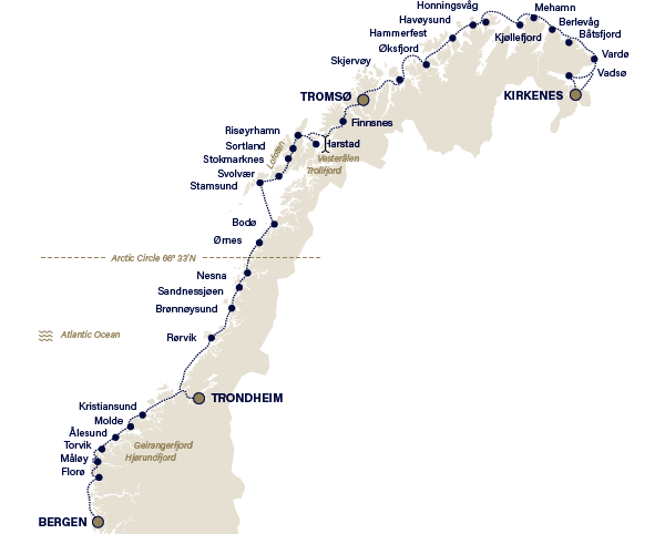 Groepsreis Postboot Noorwegen Havila route