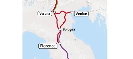 Venice and Florence - Rail Map