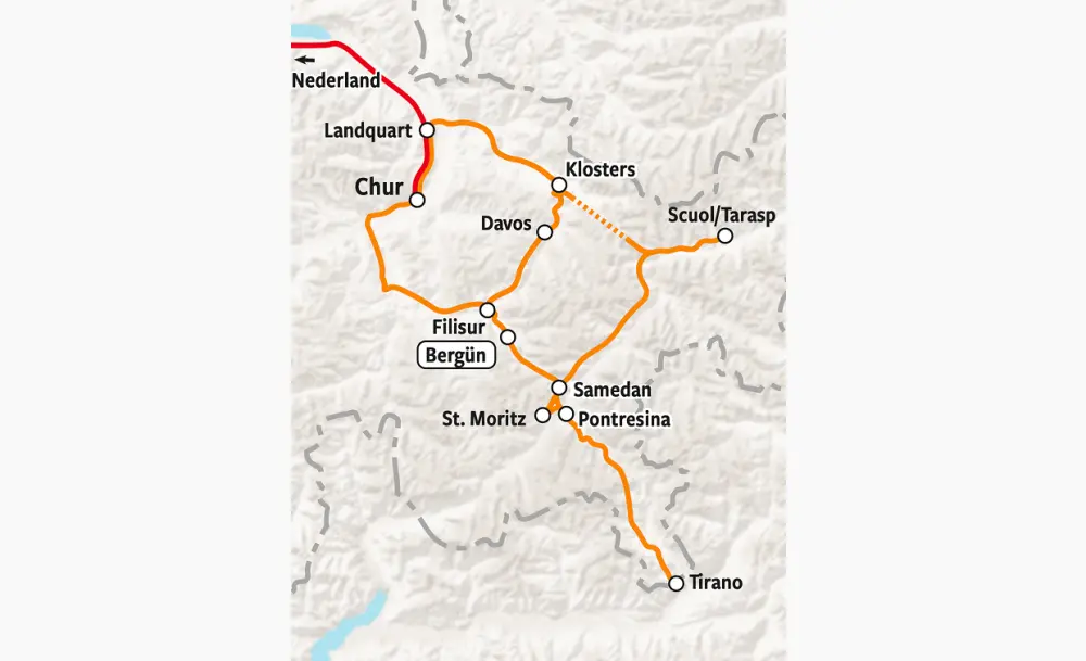 Kaart Graubunden en Bernina