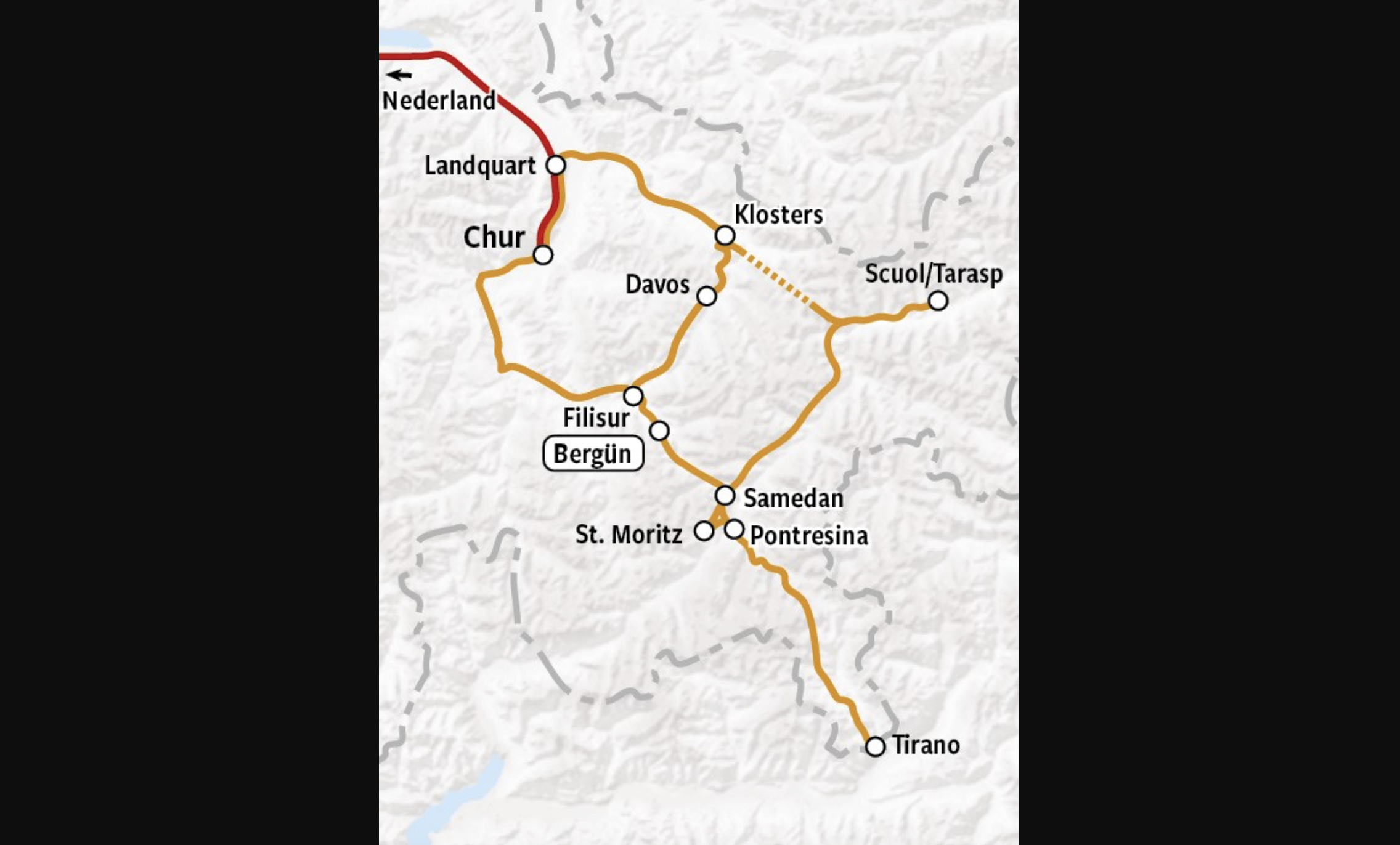 Graubunden en Bernina Express | Treinrondreis Zwitserland kaart