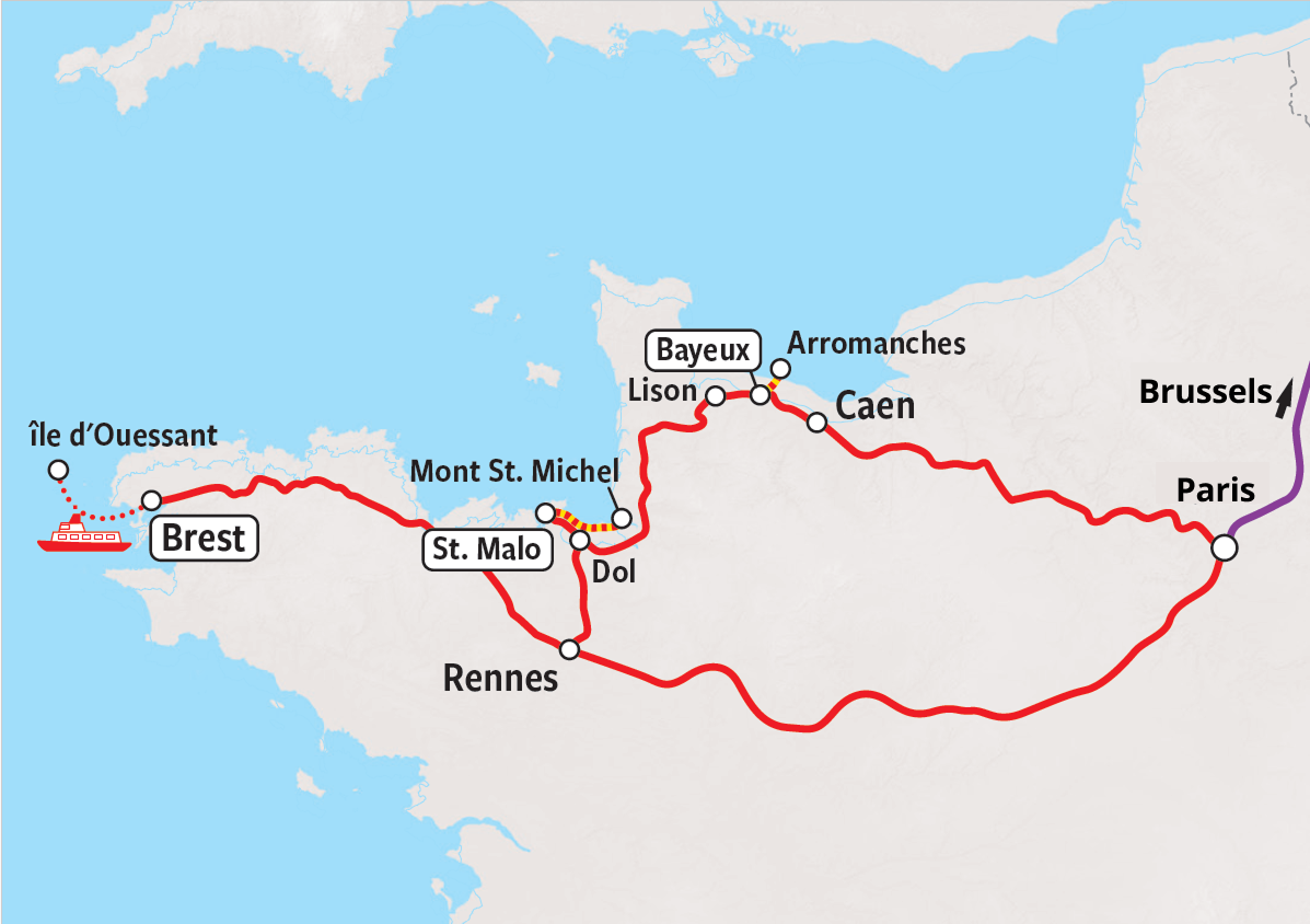 Normandy & Brittany - Rail Map 