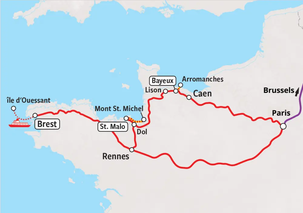 Normandy & Brittany - Rail Map