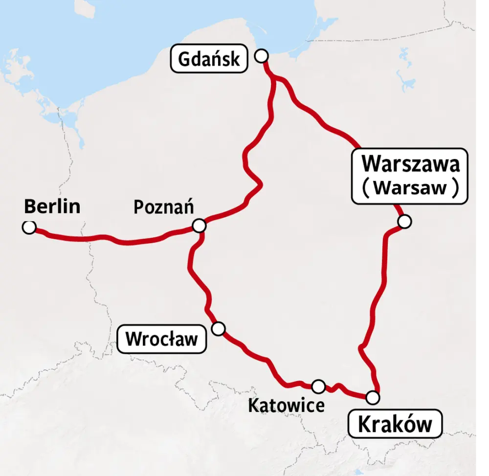 Poland Rail Tour - Rail Map
