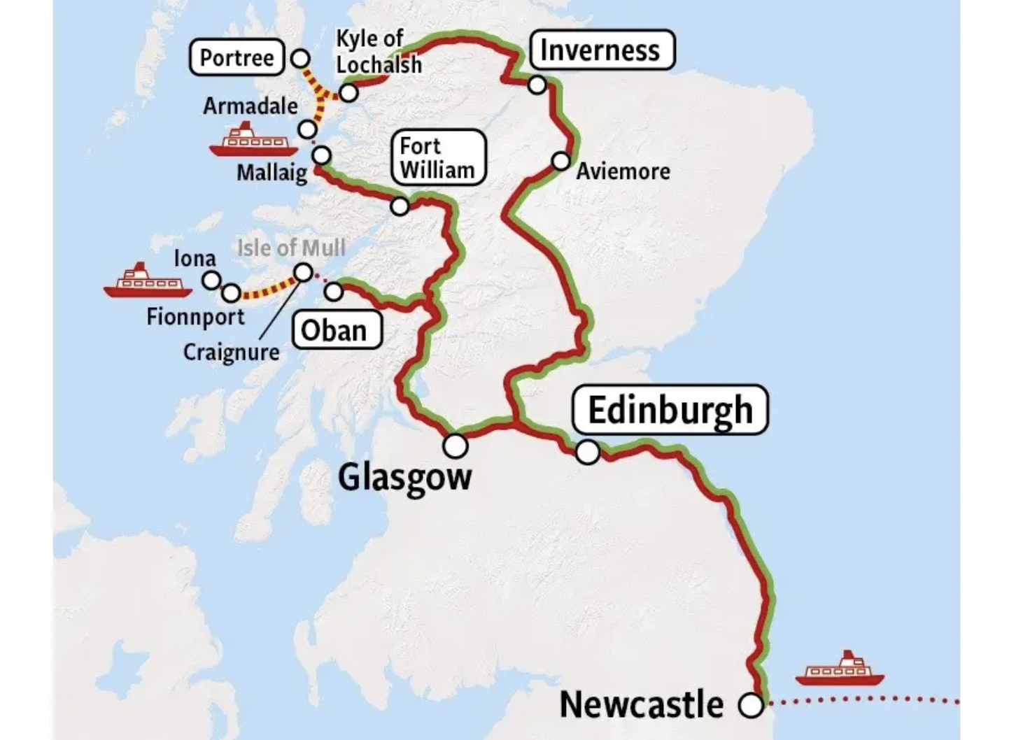 Rail Tour Scotland MAP