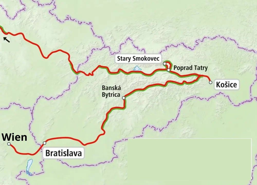 Bahnkarte Bahnrundreise Slowakei