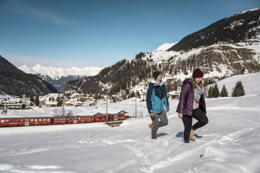 Treinrondreis Zwitserse Winter Panorama's Berguen walk