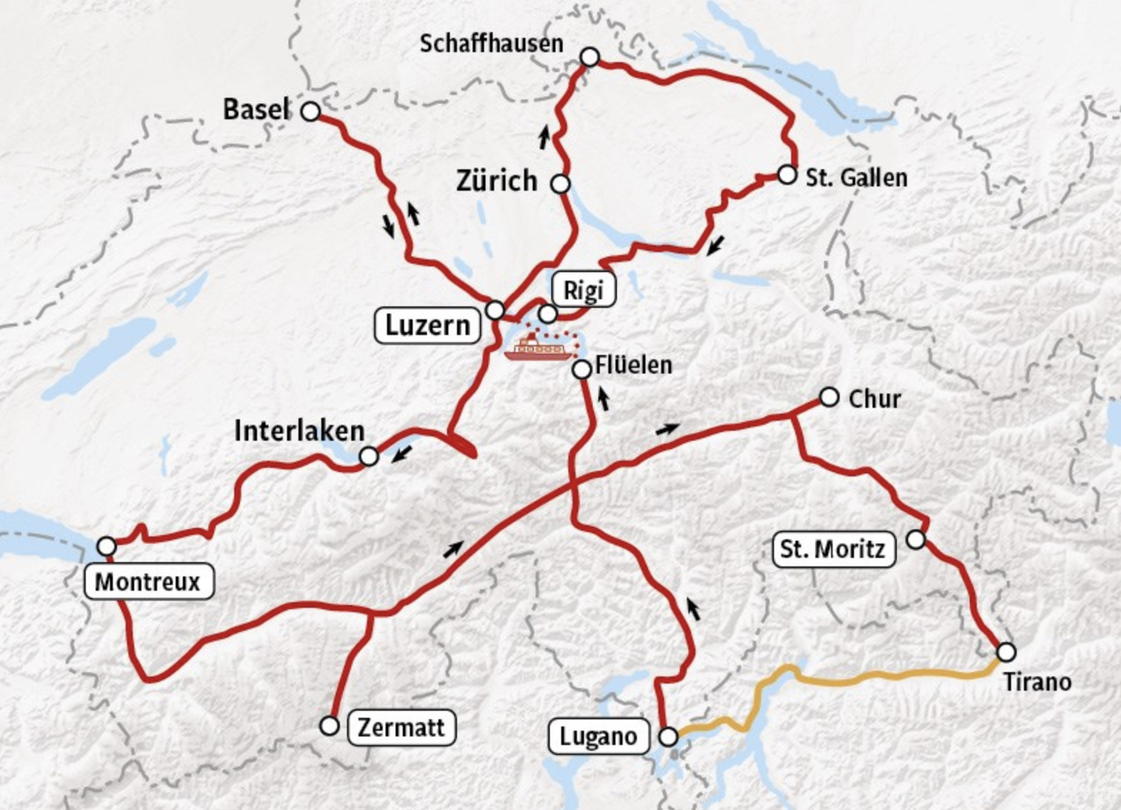 Grand Train Tour Switzerland - Rail Map 