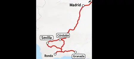 Kaart Treinrondreis Andalusie