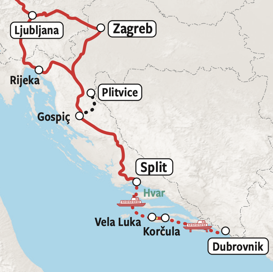 Treinrondreis Kroatië - Kaart