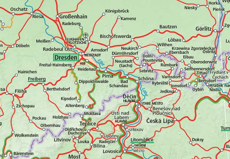 Uitsnede kaart Elbe-Labe